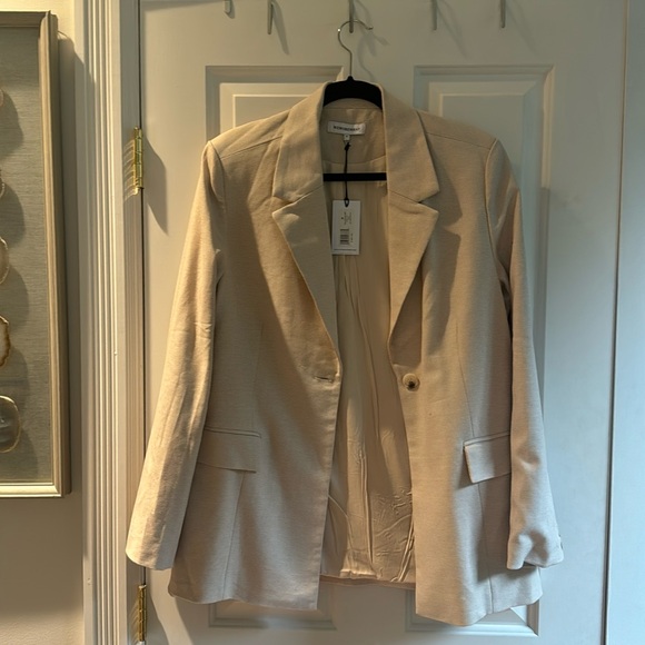 NWT WeWoreWhat Oversized Relaxed Tweed Blazer in Crème Brûlée size M - Picture 3 of 10